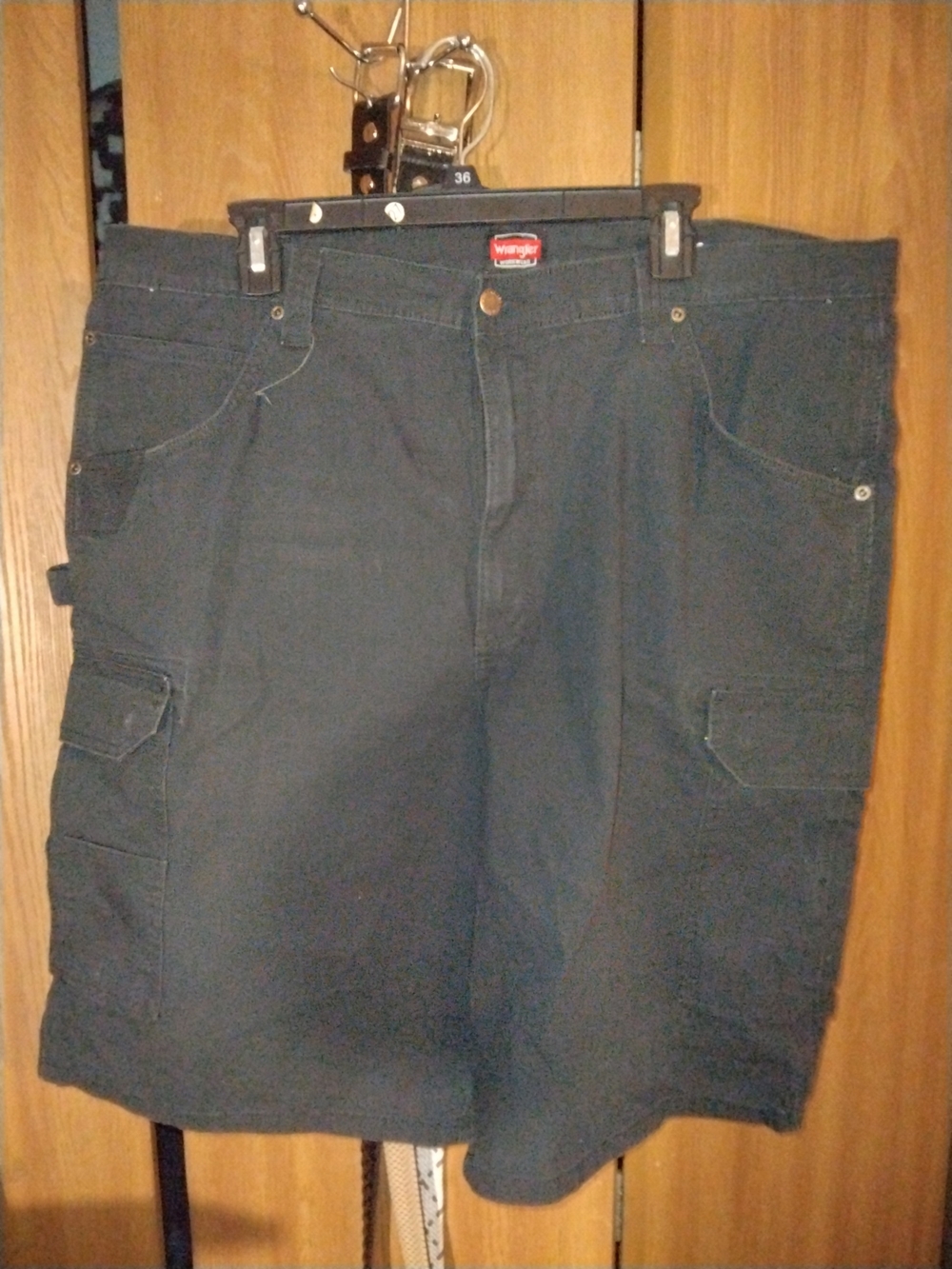 Wrangler Black Cargo Shorts with Utility Pockets - 40